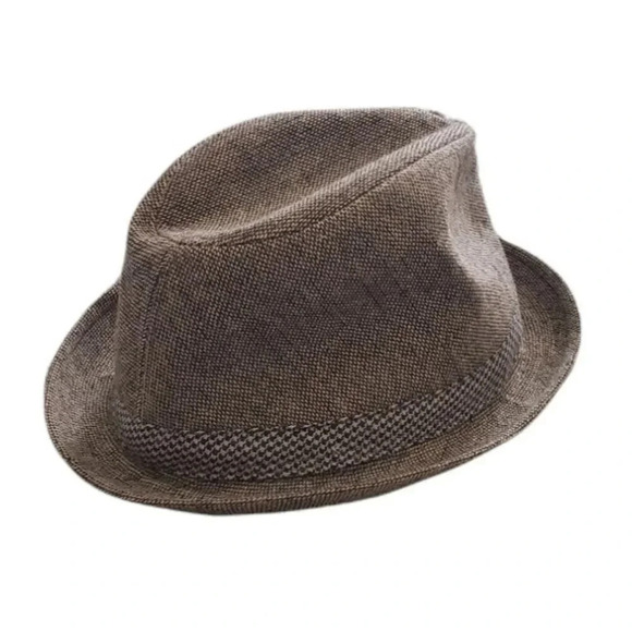 Men's Brown Tweed Fedora Hat - Picture 1 of 4